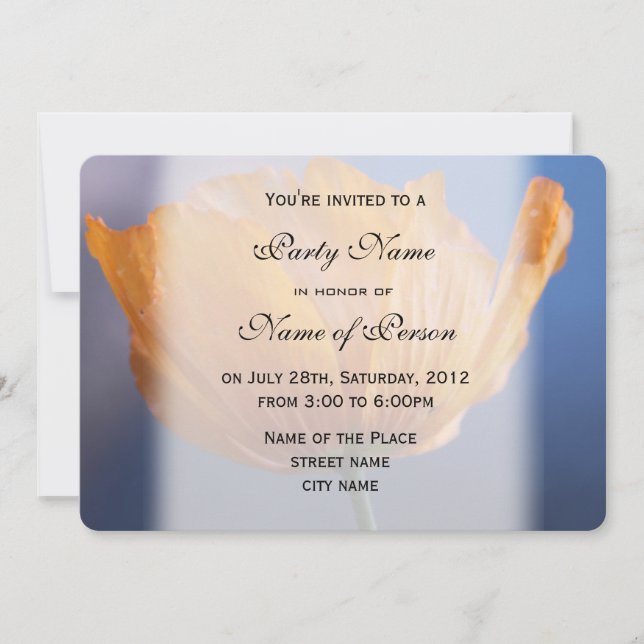 vacker vår vild gul vallmo blomsterfest inbjudningar (Framsida)