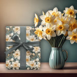 Vacker vårbarocka narcisser blommönster presentpapper<br><div class="desc">Praktfull sömlös blommönster i barockstil med narcisser för alla dina vårteman.</div>