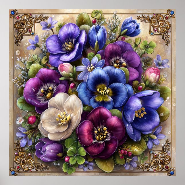 Vacker vårblommor Väggkonst 10 (Framsidan)