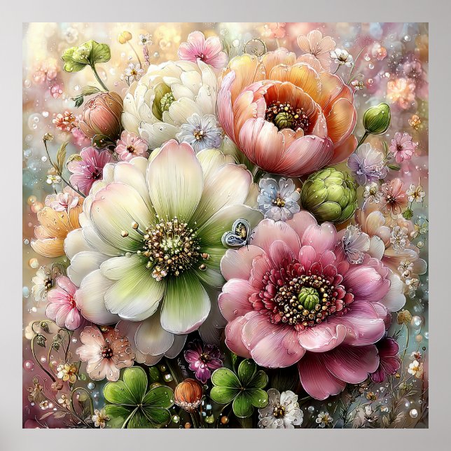 Vacker vårblommor Väggkonst 3b (Framsidan)