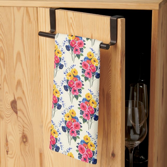 Vacker vårblomsbukett kökshandduk (Thirds Fold)