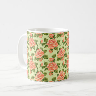 Vacker vårfärgad rustik flickaktig ros kaffemugg