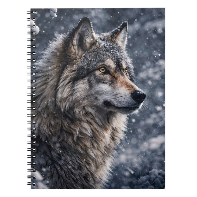 Vacker varg i snöjournal anteckningsbok (Framsidan)