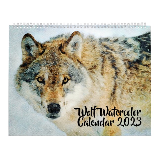 Vacker varg vilda djur akvarell vargar målning kalender (Omslag)
