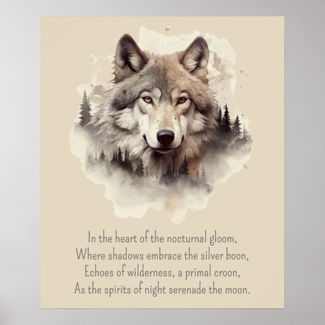Vacker varghuvud och dikt II Poster (Framsidan)