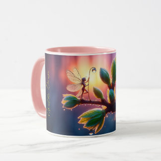 Vacker vårnatur med miniatyr pixie-konst mugg