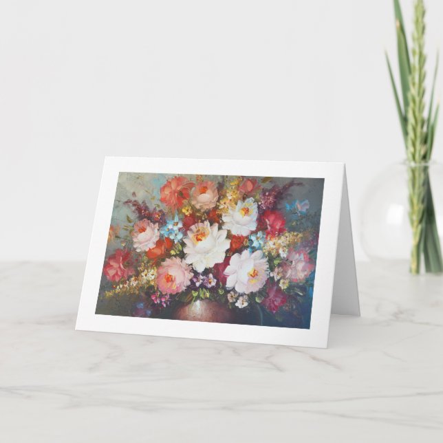 Vacker vas med blommor blomsterarrangemang tack kort (Framsida)