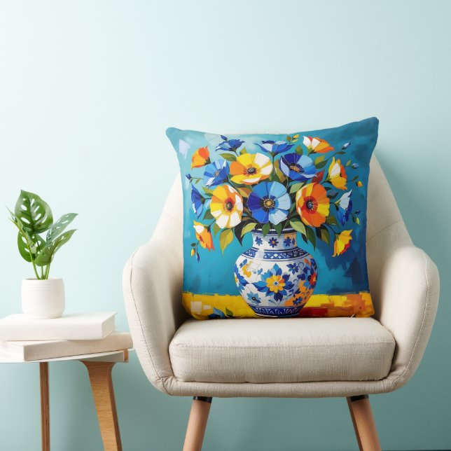 Vacker vas med blommor kudde (Stol)