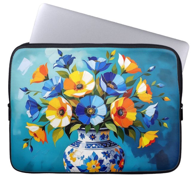 Vacker vas med blommor laptop fodral (Framsidan)