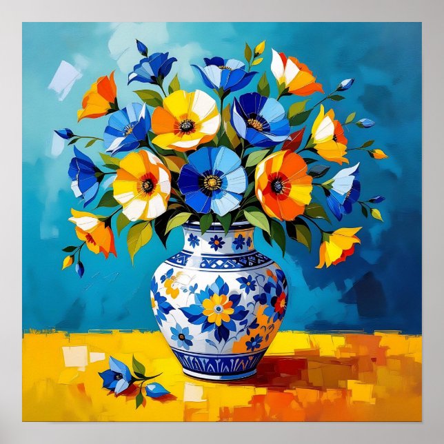 Vacker vas med blommor poster (Framsidan)