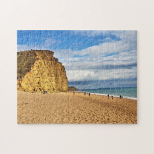 Vacker Väster Bay Beach Cliff Blue Sea Pussel