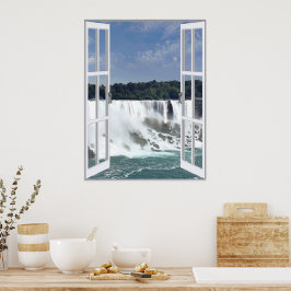 Vacker vattenfall Falskt fönster-vy Poster