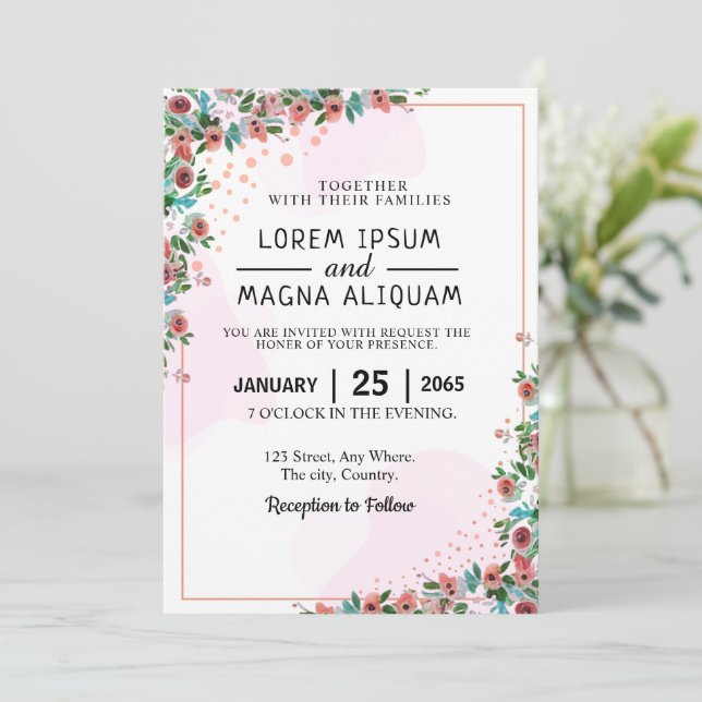 Vacker vattenfärg bröllopskort design samling inbjudningar (Stående Fram)