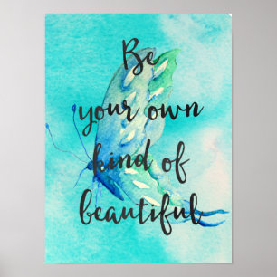 Vacker vattenfärg för Aqua Butterfly Poster
