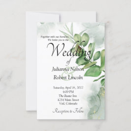 Vacker vattenfärggrön bröllopsinbjudan inbjudningar