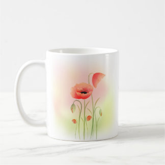 Vacker vattenfärgsvallmo Flower Kaffemugg