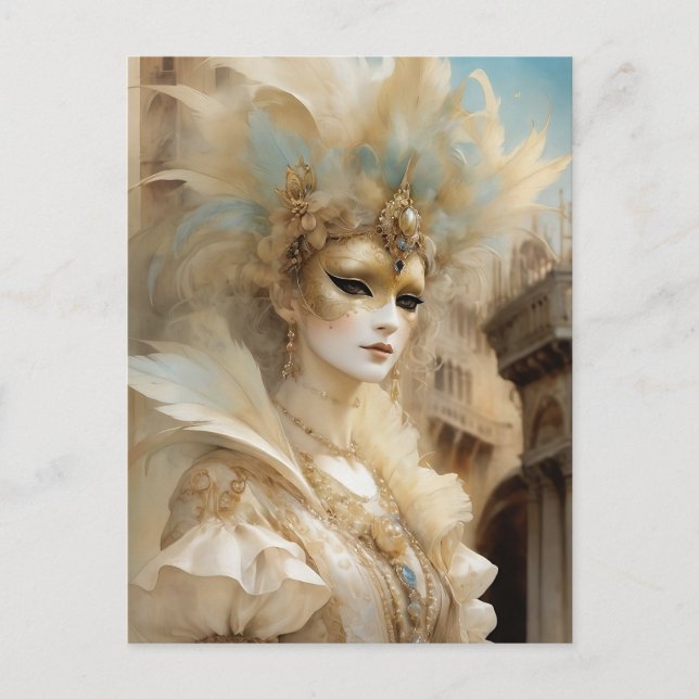 Vacker Venedig Carnival Mask Vykort (Framsida)