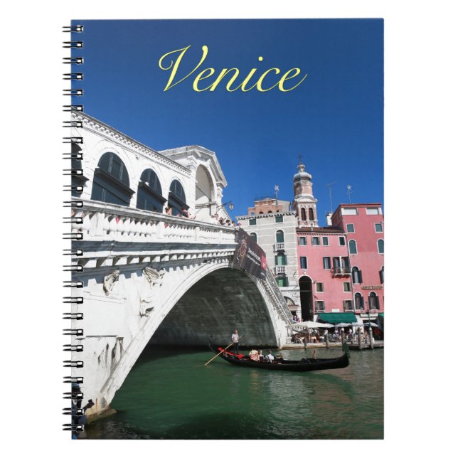 Vacker Venedig, Rialto Bridge Anteckningsbok Med Spiral (Framsidan)