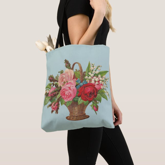 vacker Victorian-blomman basket Tygkasse (Närbild)