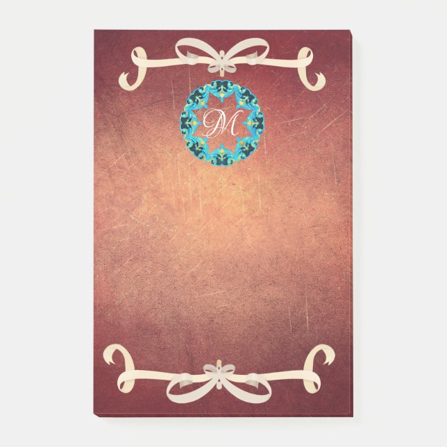 Vacker Victorian Bow Tie med Monogram Post-it Block (Framsida)