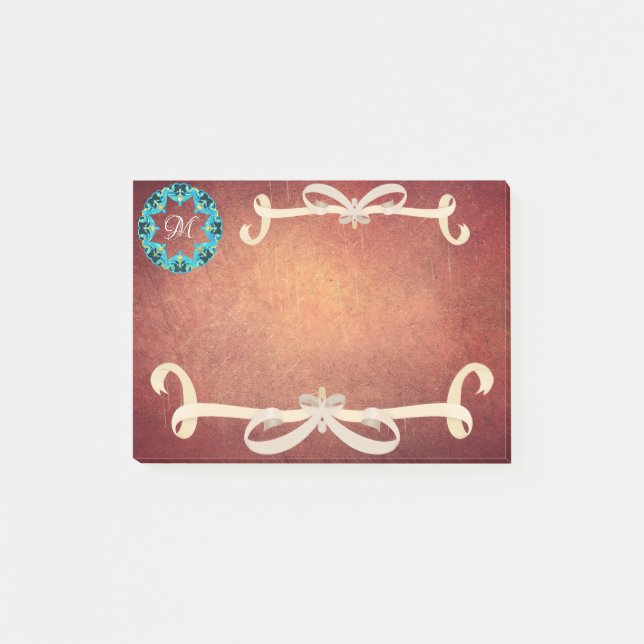 Vacker Victorian Bow Tie med Monogram Post-it Block (Framsida)