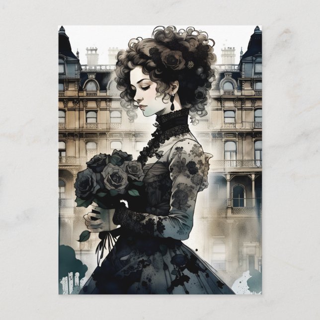 Vacker Victorian Woman Vykort (Framsida)