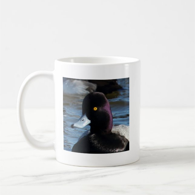 Vacker Vild Anka - Lesser Scaup Drake Kaffemugg (Vänster)