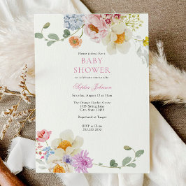 Vacker vildblomma baby shower inbjudningar