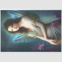 Vacker Vintage Ängel Wayward Blommor Decoupage