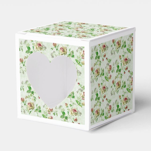 Vacker vintage blommig mönster rosa rosor presentaskar (Framsidan Sidan)