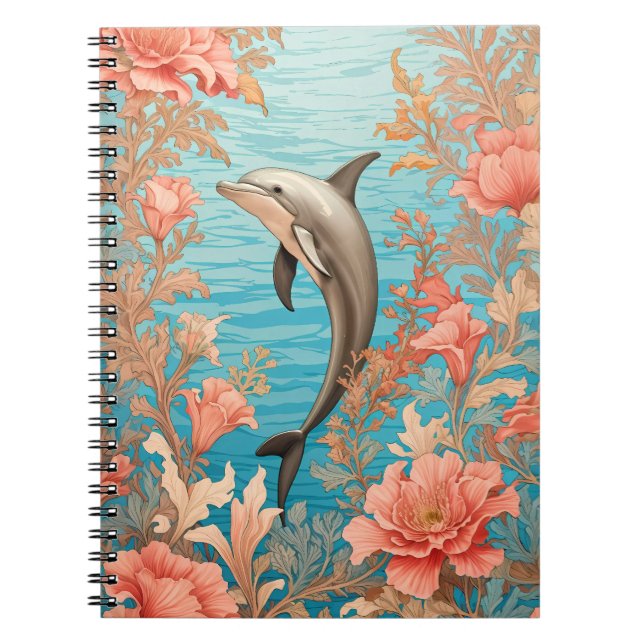 Vacker Vintage Delfin  Anteckningsbok (Framsidan)