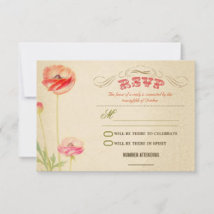 vacker vintage design bröllop RSVP OSA Kort