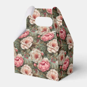 Vacker Vintage Elegant Vit och Rosa Blommig Presentaskar