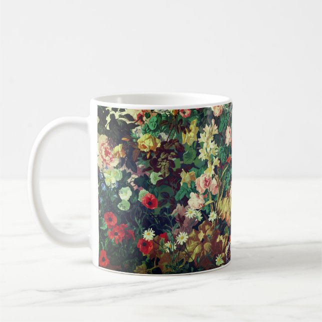 Vacker vintage färgglada blommor blomster målning kaffemugg (Vänster)