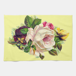 Vacker Vintage Feminil Blommig Konst Kökshandduk