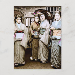 Vacker vintage geisha i kimono gammalt Japan Vykort