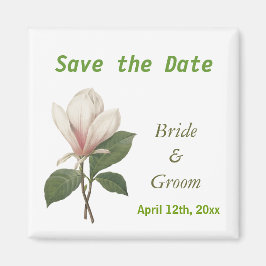 vacker vintage magnolia blomma spara datum magnet