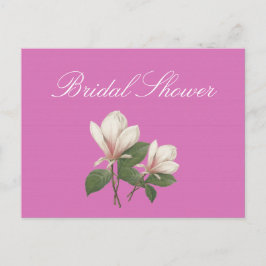 Vacker vintage magnolia blommor rosa bröllopsdusch inbjudan vykort