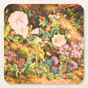 Vacker vintage petunia blommor blomster målning underlägg papper kvadrat