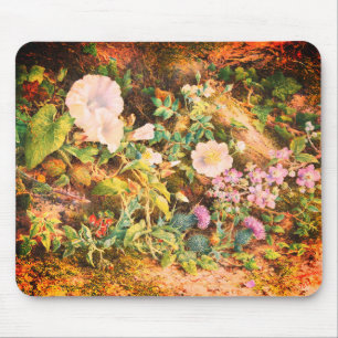 Vacker vintage petunior blommor blomkonst musmatta