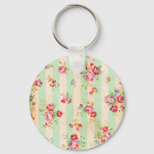 Vacker vintage ro och andra blommor nyckelring