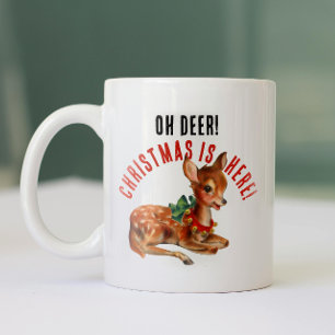 Vacker Vintage Röd Och Vit Julren Två-Tonad Mugg