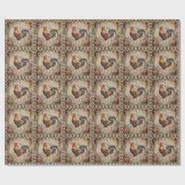 Vacker vintage tupp och blommor mönster presentpapper