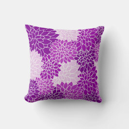 Vacker Vintage Violet Dahlias Mönster Pillow Kudde