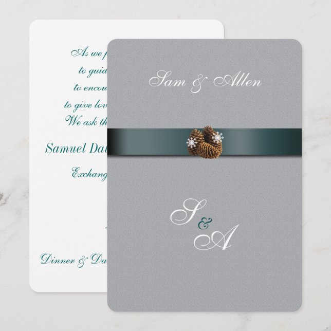 Vacker vinterbröllopsinbjudan inbjudningar (Fram/baksida)