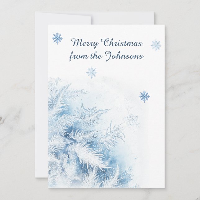 Vacker vinterfrost jul julkort (Framsida)