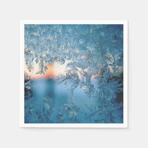 Vacker vinterfrostad glasfotografi pappersservett