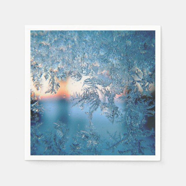 Vacker vinterfrostad glasfotografi pappersservett (Framsidan)