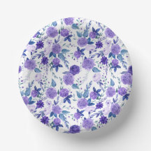 Vacker VIOLET blommönster Pappra Tallrikar