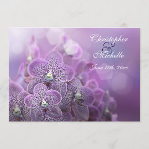 Vacker Violet Orchids Flower Bröllop Inbjudningar